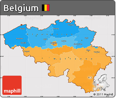 Political Simple Map of Belgium, cropped outside