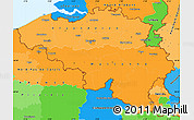 Political Shades Simple Map of Belgium, political outside