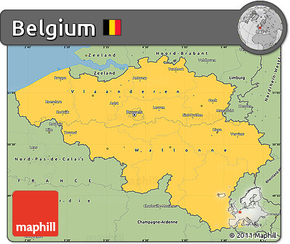 Savanna Style Simple Map of Belgium