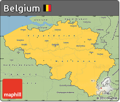 Savanna Style Simple Map of Belgium