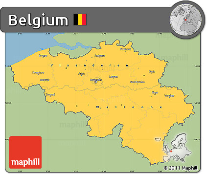 Savanna Style Simple Map of Belgium, single color outside