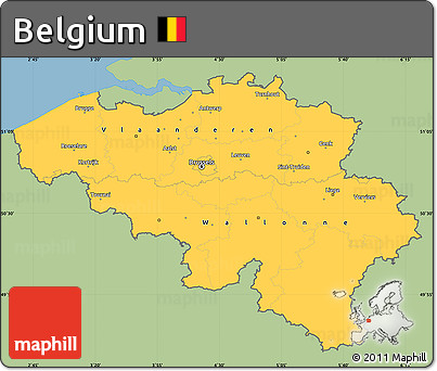 Savanna Style Simple Map of Belgium, single color outside
