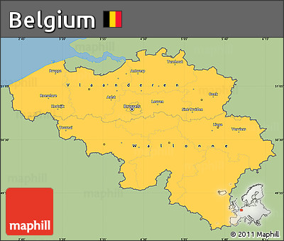 Savanna Style Simple Map of Belgium, single color outside