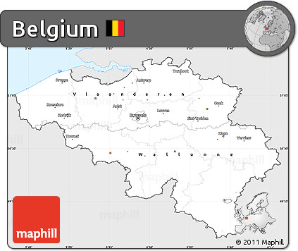 Silver Style Simple Map of Belgium, single color outside
