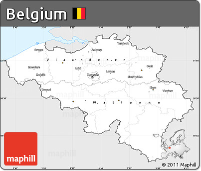 Silver Style Simple Map of Belgium, single color outside
