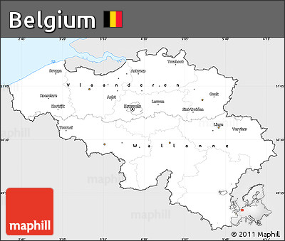 Silver Style Simple Map of Belgium, single color outside