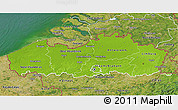 Physical 3D Map of Vlaanderen, satellite outside