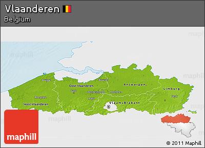 Physical 3D Map of Vlaanderen, single color outside