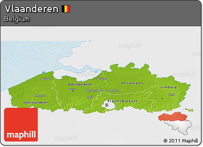 Physical 3D Map of Vlaanderen, single color outside