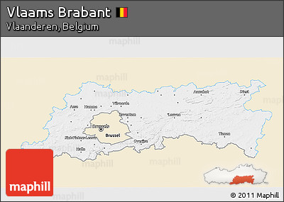 Classic Style 3D Map of Vlaams Brabant, single color outside