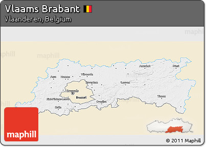 Classic Style 3D Map of Vlaams Brabant, single color outside