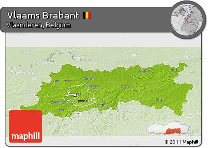 Physical 3D Map of Vlaams Brabant, lighten