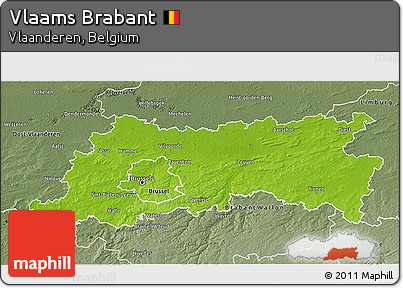 Physical 3D Map of Vlaams Brabant, semi-desaturated
