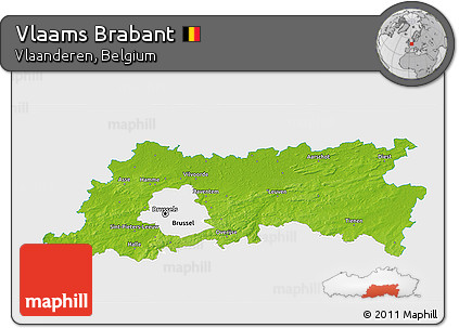 Physical 3D Map of Vlaams Brabant, single color outside