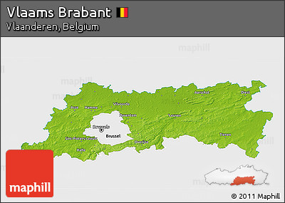 Physical 3D Map of Vlaams Brabant, single color outside