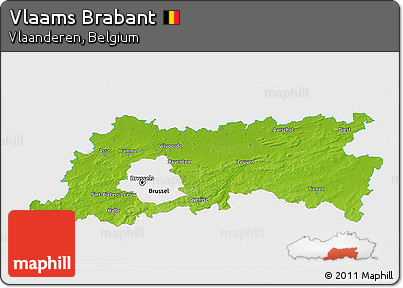 Physical 3D Map of Vlaams Brabant, single color outside