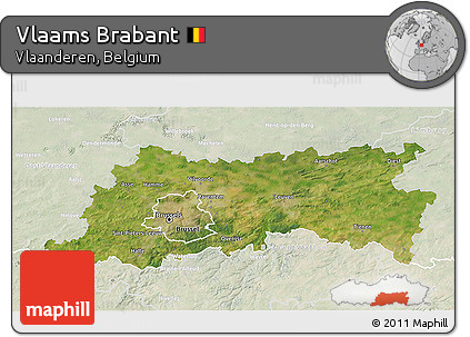 Satellite 3D Map of Vlaams Brabant, lighten