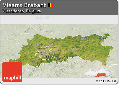 Satellite 3D Map of Vlaams Brabant, lighten