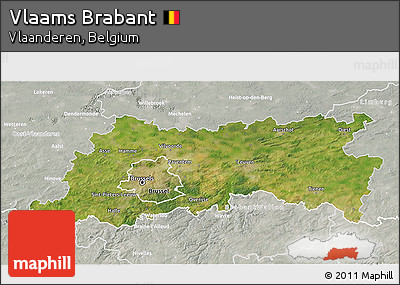 Satellite 3D Map of Vlaams Brabant, lighten, semi-desaturated
