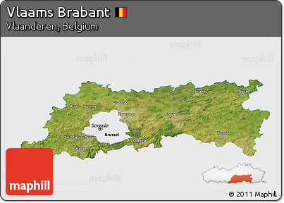 Satellite 3D Map of Vlaams Brabant, single color outside