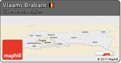 Classic Style Panoramic Map of Vlaams Brabant, single color outside