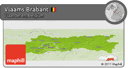 Physical Panoramic Map of Vlaams Brabant, lighten