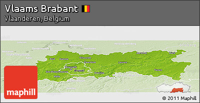 Physical Panoramic Map of Vlaams Brabant, lighten