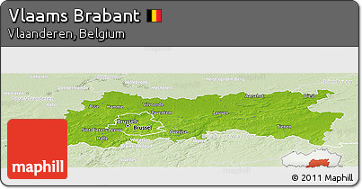 Physical Panoramic Map of Vlaams Brabant, lighten