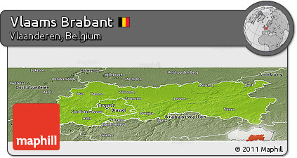Physical Panoramic Map of Vlaams Brabant, semi-desaturated