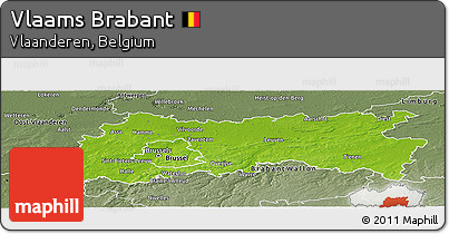 Physical Panoramic Map of Vlaams Brabant, semi-desaturated