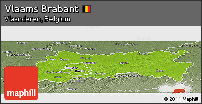Physical Panoramic Map of Vlaams Brabant, semi-desaturated