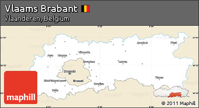 Classic Style Simple Map of Vlaams Brabant, single color outside