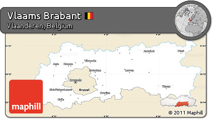 Classic Style Simple Map of Vlaams Brabant, single color outside
