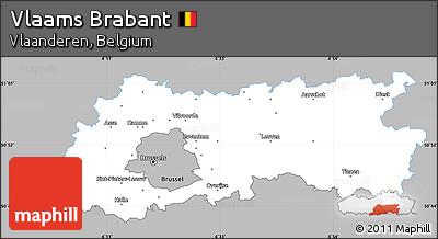 Gray Simple Map of Vlaams Brabant, single color outside