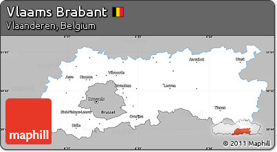 Gray Simple Map of Vlaams Brabant, single color outside