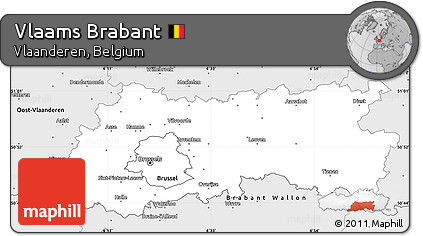 Silver Style Simple Map of Vlaams Brabant
