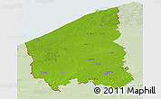 Physical 3D Map of West-Vlaanderen, lighten