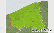 Physical 3D Map of West-Vlaanderen, semi-desaturated