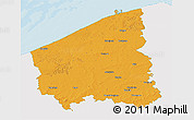 Political 3D Map of West-Vlaanderen, single color outside