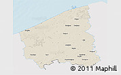 Shaded Relief 3D Map of West-Vlaanderen, single color outside