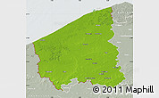 Physical Map of West-Vlaanderen, lighten, semi-desaturated