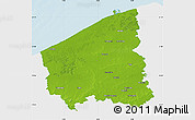 Physical Map of West-Vlaanderen, single color outside