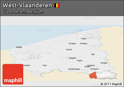 Classic Style Panoramic Map of West-Vlaanderen, single color outside
