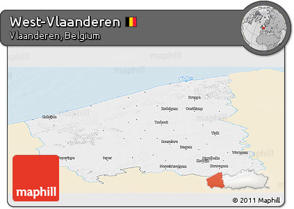 Classic Style Panoramic Map of West-Vlaanderen, single color outside
