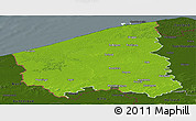 Physical Panoramic Map of West-Vlaanderen, darken