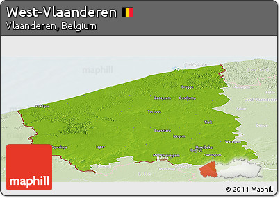 Physical Panoramic Map of West-Vlaanderen, lighten