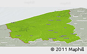 Physical Panoramic Map of West-Vlaanderen, lighten, semi-desaturated