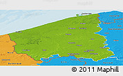 Physical Panoramic Map of West-Vlaanderen, political outside