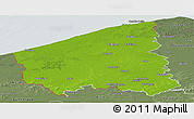 Physical Panoramic Map of West-Vlaanderen, semi-desaturated
