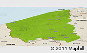Physical Panoramic Map of West-Vlaanderen, shaded relief outside